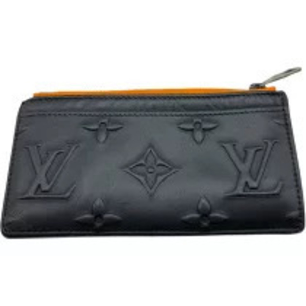 Louis Vuitton coin card black Monogram Seal leather case